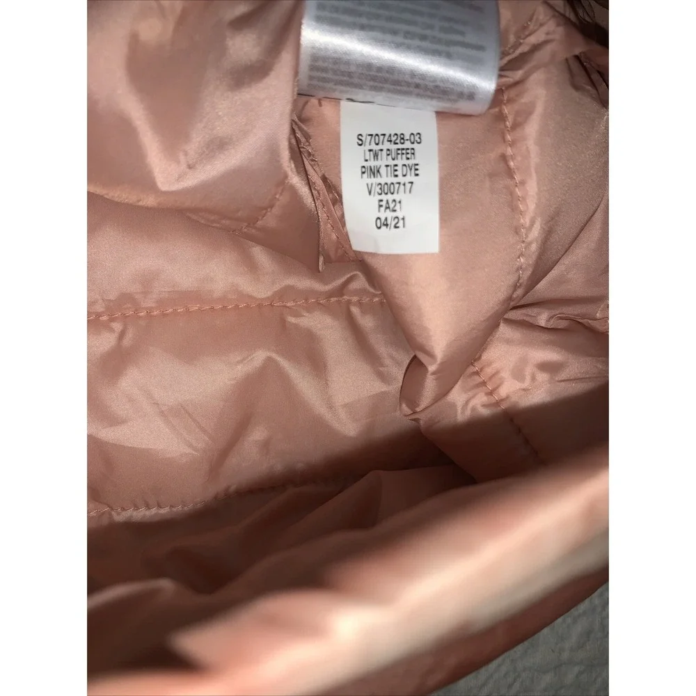 Gap Cold Control‎ Puffer Jacket Girls Size L (10) Pink Tie dye Full zip NWOT